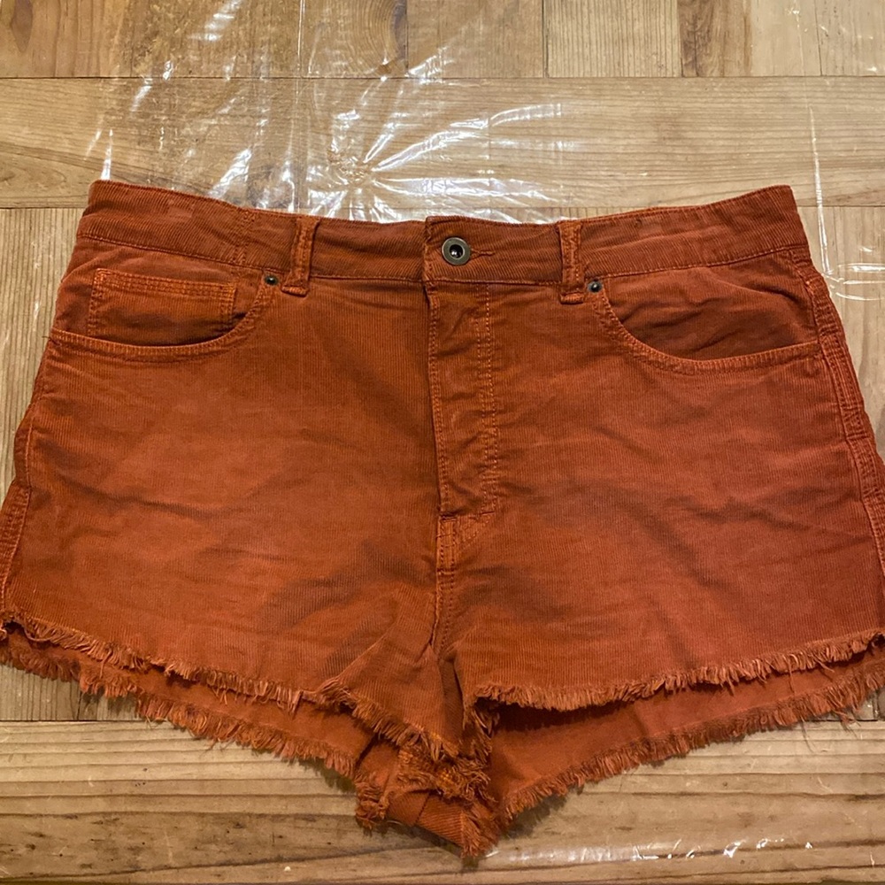 Orange corduroy shorts